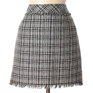Trina Turk Tweed Black White Fringe Skirt
